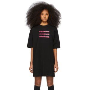 Marcelo Burlon County of Milan He Never Cared Quote T Shirt Dress size XS Black